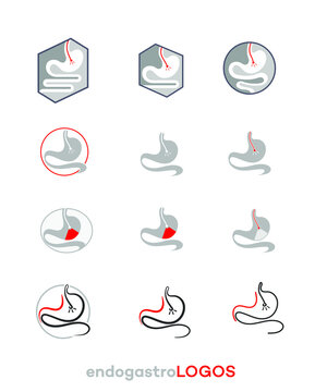 Gastroscopy vector logos collection set in minimalist style design.