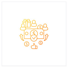 Universal payment gradient icon. Lump sum people payment. Cash for everyone. Basic income concept. Isolated vector illustration.Suitable to banners, mobile apps and presentation