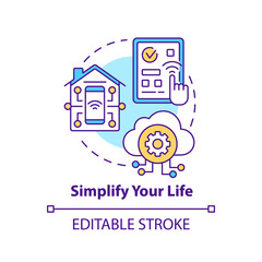 Simplify your life concept icon. Hightech. Automation advantages abstract idea thin line illustration. Isolated outline drawing. Editable stroke. Roboto-Medium, Myriad Pro-Bold fonts used