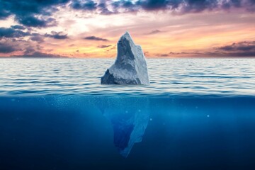 Iceberg Floating In Arctic Sea , 3d rendering 