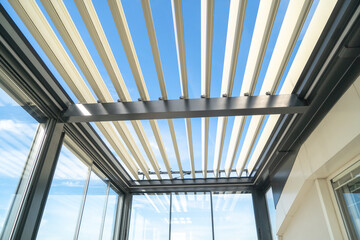 Pergola awning in the sunshine photo - obrazy, fototapety, plakaty