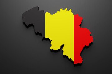 3d Belgium map and flag