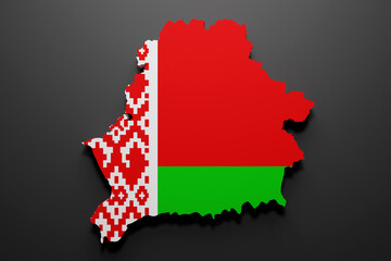 3d Belarus map and flag