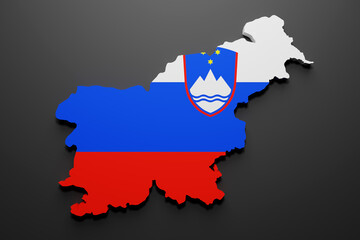 3d Slovenia map and flag
