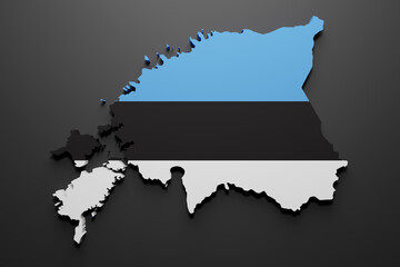 3d Estonia map and flag