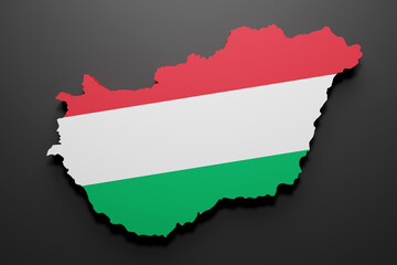 3d Hungary map and flag
