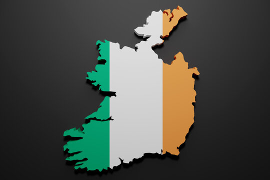 3d Republic Of Ireland Map And Flag