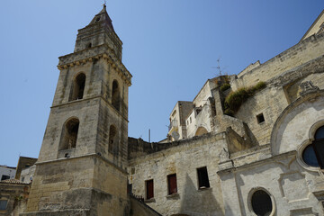 The bell tower of the Church of San Pietro Barisano in Matera, Basilicata - Italy