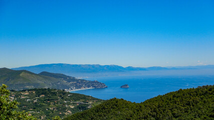 Fototapeta premium Mountain with woods above Noli, Liguria - Italy