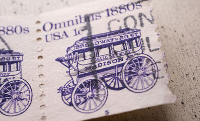 Fototapeta na wymiar Postal Stamps From USA in Kandy stamp exhibition