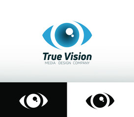 Vector minimalist logo design of an eye. Modern flat icon style illustration.