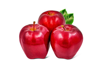 Fresh fruits bunch of fresh mellow juicy red apples isolated on white background