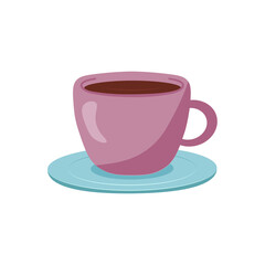 Cup with coffee, hot chocolate. Vector illustration in flat style isolated