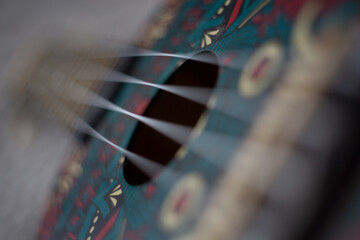 Guitar strings with a pattern on the body