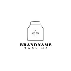 cute medical pill bottle logo template icon vector illustration