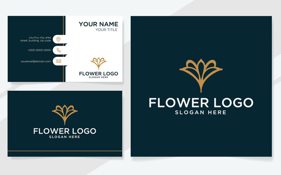 Luxury flower logo suitable for boutique, spa, beauty etc with business card template