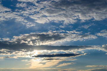 Naklejka na ściany i meble Beautiful sky with cloud before sunset