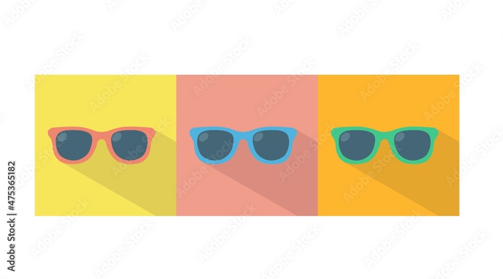 Poster Sunglasses Icon or Sign Set. Vector isolated flat editable illustration set