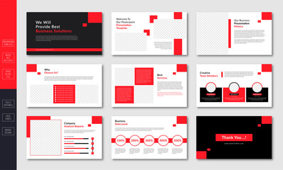 Business presentation slides with brochure template layout