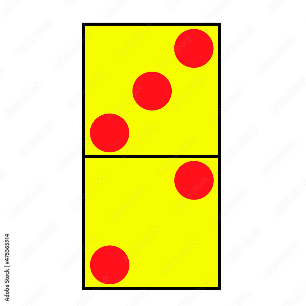 Sticker Yellow and red illustration of domino card