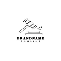 judge hammer logo icon design template vector illustration