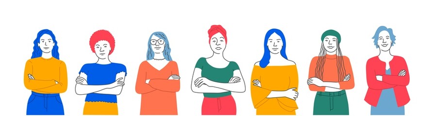 Seven women of different ethnicities and cultures.