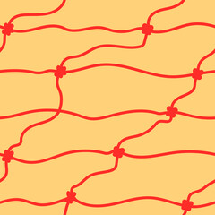 Seamless pattern, uneven orange mesh with flowers for design and decoration