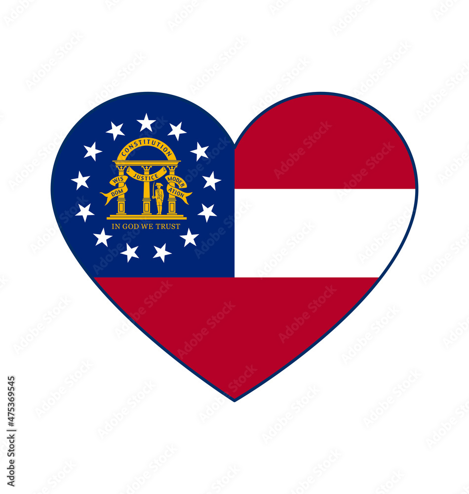 Wall mural georgia ga state flag in love heart shape