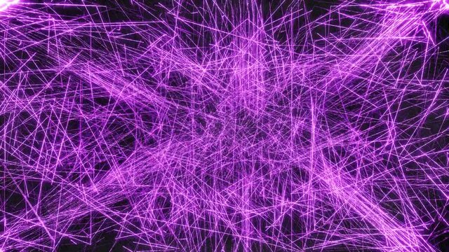 Purple neon glowing spark lines motion graphic. Looped animation. Vj Flickering seamless VJ neon HD.