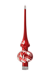 Vintage glass top for decoration of Christmas tree. Christmas Tree topper. Closeup, isolated on white background for your design.