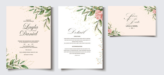 Fototapeta na wymiar beautiful wedding invitation card template 
