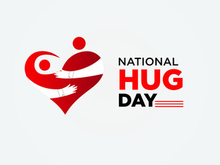 National Hug Day. 21 january. Template for background, banner, card, poster with text inscription. Vector illustration.