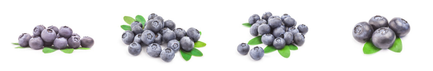 Set of bilberry isolated on a white background with clipping path