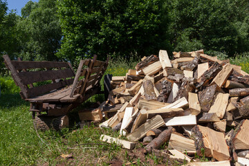 wood cut into logs for use in a stove or fireplace