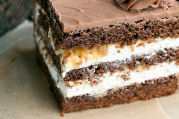 delicious cake with chocolate cream flavor with nuts