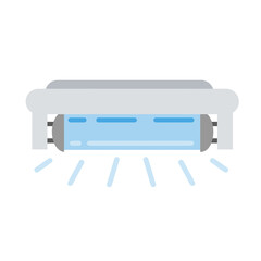 Fluorescent lamp. Blue light bulb. Flat design. Lighting device