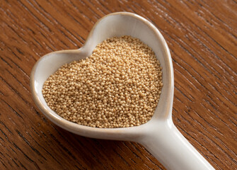 Ancient Amaranth Grain on a Heart Shaped Spoon