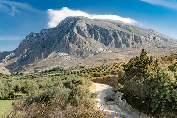 Beautiful countryside landscapes on the back roads of the wild coast of sothern Crete, Greece