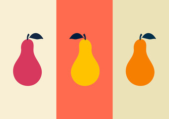 Pear isolated on background. Vector flat illustration. Cut green pear