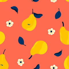 Seamless hand drawn pear pattern. Fruit pattern.