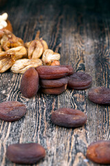 dark dried apricots of large size