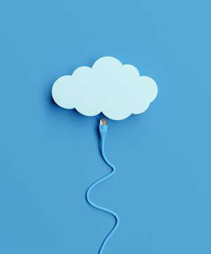 cartoon cloud with an ethernet cable