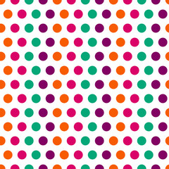Colorful dots seamless pattern with white background.