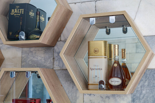 A bottle of elite alcohol produced by Barza Alba. Illustrative editorial. October 1, 2021 Beltsy Moldova