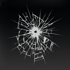 Fototapeta premium Crack in ice or ground .Damaged windshield .Hand sketch on white background.