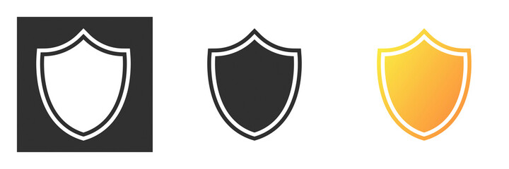 Shield icon in filled in gray, white and color. Vector illustration designs can be used for mobile, ui, web