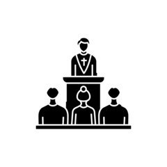 Funeral ceremony line color icon. Isolated vector element. Outline pictogram