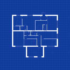 Modern townhouse interior. Vector blueprint. Architectural background. 