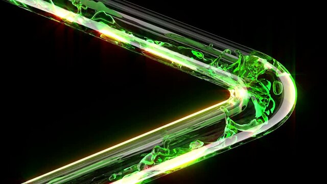 Green liquid glass tube scientific research labor