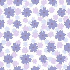 Floral pattern. Pretty flowers on white background. Printing with small purple flowers. Ditsy print. Seamless vector texture. Cute flower patterns. elegant template for fashionable printers
